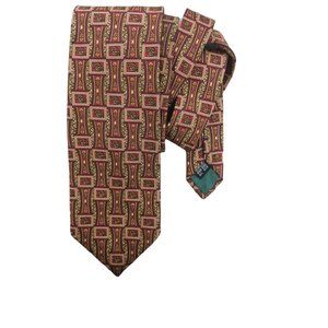 ANDREW'S TIES Purple Geometric Silk Tie ITALY 60"/ 4" EC